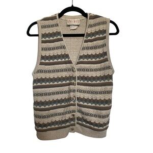 Vintage Braemar Petites by Jeremy Scott Knit Button-Up Vest